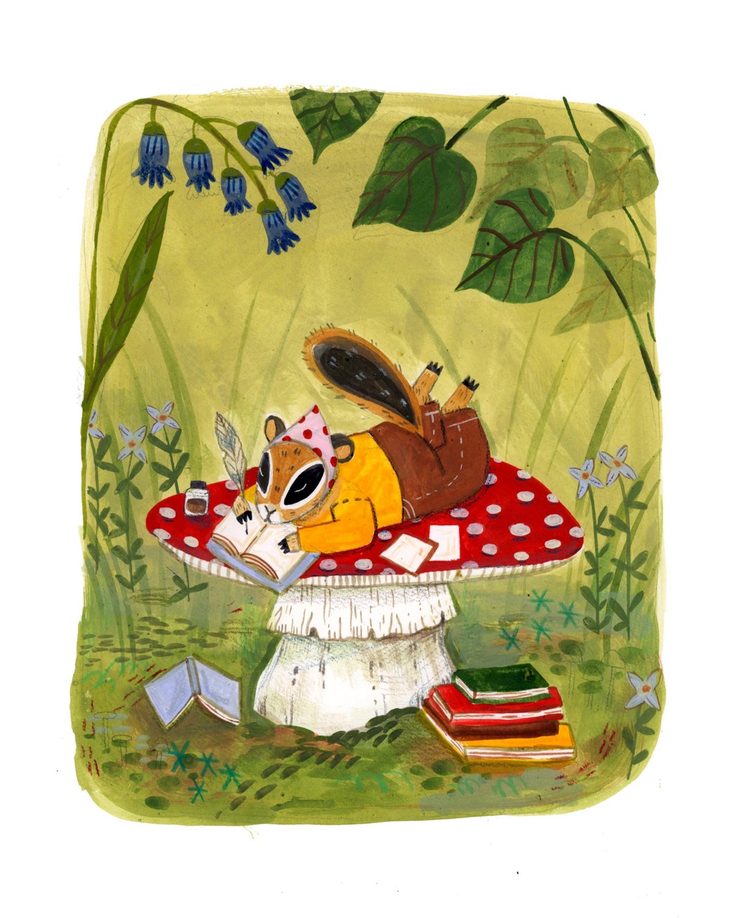 Chipmunk's Writing Nook Print - Etsy