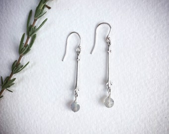 Sterling silver labradorite earrings, gemstone jewelry, dangle earrings
