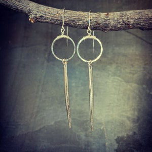 Sterling silver hoop and spike earrings, long spike earrings image 9