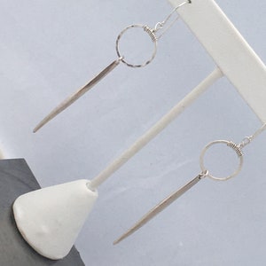 Sterling silver hoop and spike earrings, long spike earrings image 5