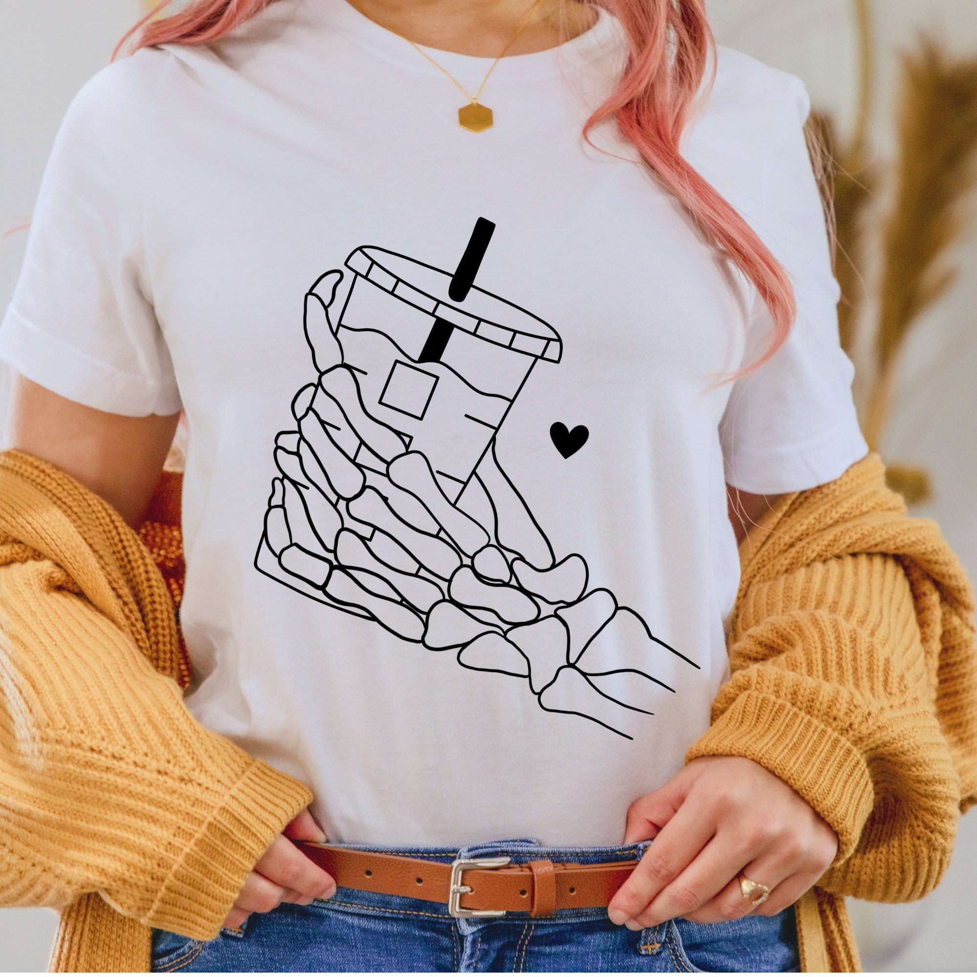 Discover Skellie Tshirt |  Skellie Coffee Lover | Coffee Tshirt | Coffee lover gift | Funny gift for her | Halloween Gift