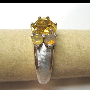 CITRINE & OPAL ring* tolpa * brushed silver * ladies size 7 ring * gifts for her * Mothers day * November birthstone * Valentines * USA