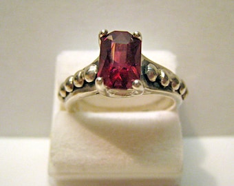 RHODOLITE GARNET RING * hand cut * January birthstone * size 7 ring * gifts for her* Mothers *1.80 Ct gem * Not Synthetic * tolpa * rare gem