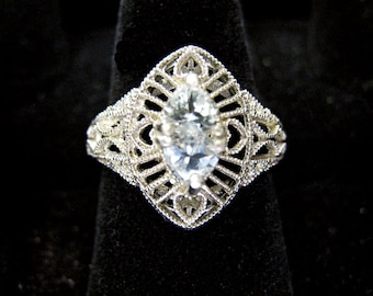 TINY HEARTS RING * Aquamarine ring * filigree sterling * tolpa * Sweetheart ring * Promise ring * Mothers day * Valentine * gifts for her