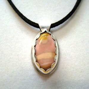 PINK OPAL Necklace * sterling silver * 16 inch chord with extender * tolpa * opal jewelry * common opal * pink opal * landscape jasper