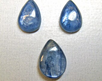 KYANITE CABOCHONS * 3 teardrop cabs * pear shaped cabs * loose cabochons * cabachons * tolpa * diy jewelry * jewelry supplies *chakra stones