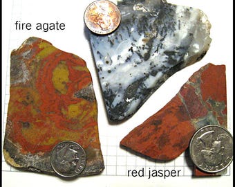 LAPIDARY SLABS * cabochon making * jasper * agate * raw agate * raw jasper * red jasper * fire agate * flame agate * dendritic agate * slabs