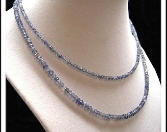 Adjustable Faceted Iolite Beaded Necklace, Sterling Silver Clasp