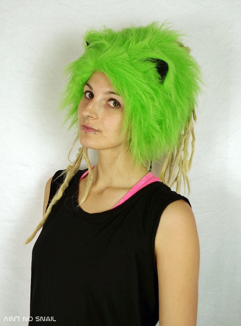 bun beanie with cat ears Festival hat dreadhat dreadbeanie Furry Halloween CATWRAP
