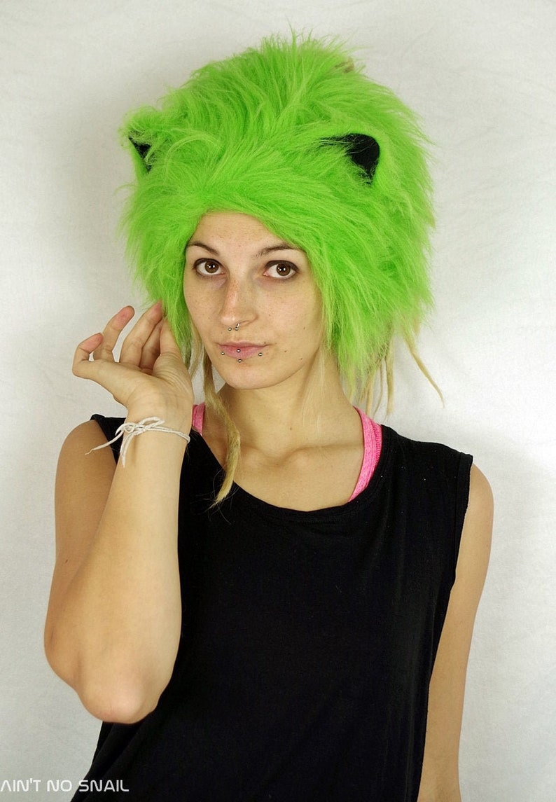 bun beanie with cat ears Festival hat dreadhat dreadbeanie Furry Halloween CATWRAP