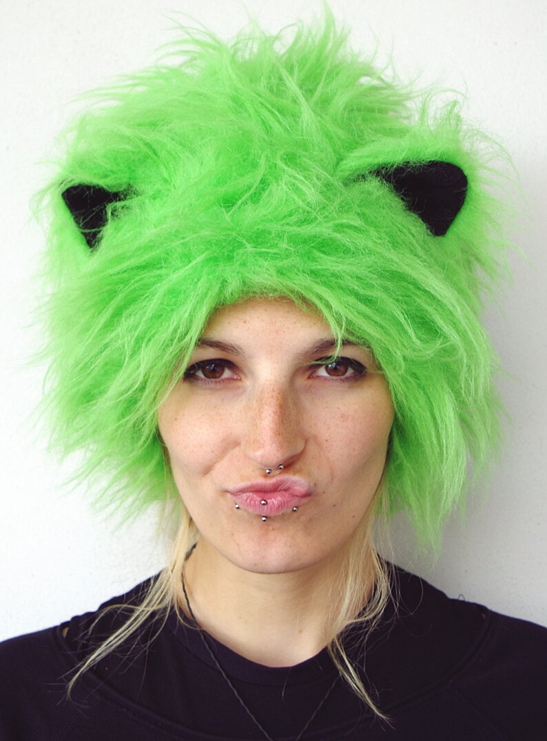 bun beanie with cat ears Festival hat dreadhat dreadbeanie Furry Halloween CATWRAP