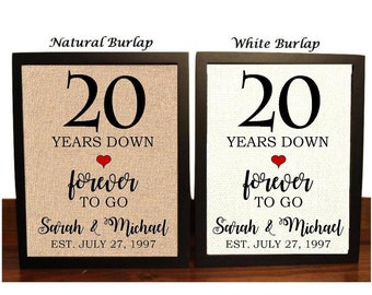 20th Anniversary gift for wife | 20 Years down Forever to Go | Personalized 20th Wedding Anniversary gift for Husband | Parents Anniversary