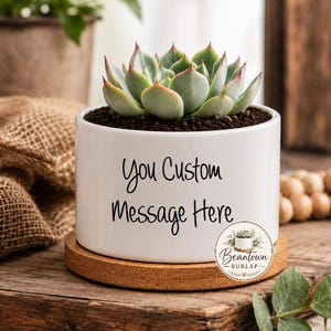 Create Your Own Custom Personalized Message Text Succulent Flower Pot Birthday Gift Friend Gift Thank You Gift Christmas Gift Custom Quote