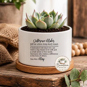 Difference Maker Personalized Succulent Flower Pot Employee Appreciation Gift Thank you Gift Coworker Gift Inspirational Teacher Gift