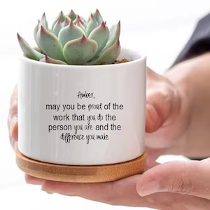 Personalized Appreciation Gift Thank You Gift Custom Succulent Flower Pot Retirement Gift For Coworker Gift For Mentor Gifts For Teacher