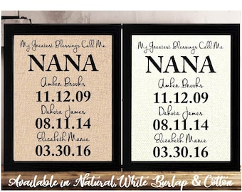 Mothers Day Gift for Nana, Personalized for Nana from Grandkid, Mothers Day Gift Idea, My Greatest Blessings Call Me Nana, Family Date Sign