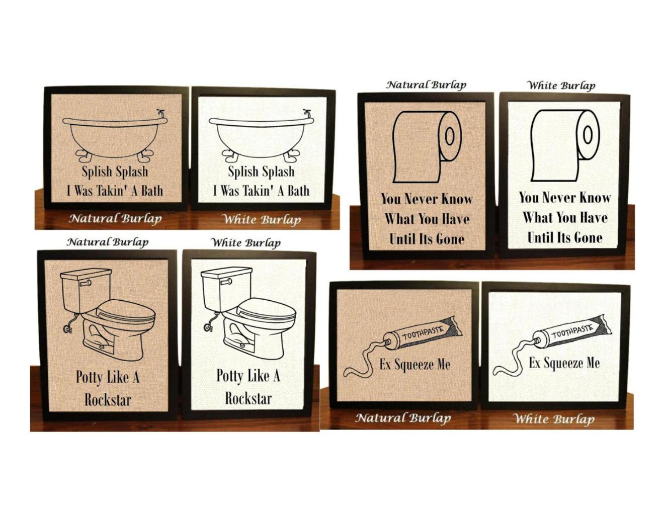 Set of 4 Bathroom Wall Decor Bathroom Signs Bathroom Art Etsy