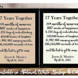 17 year Anniversary Gift for wife husband  | 17 years together gift for girlfriend boyfriend | 17th anniversary gift him her | wedding gift