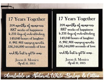 17 year Anniversary Gift for wife husband  | 17 years together gift for girlfriend boyfriend | 17th anniversary gift him her | wedding gift