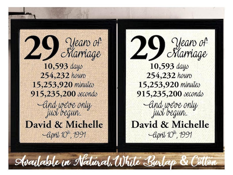 29Th Anniversary 29 Year Anniversary 29 Anniversary Gift | Etsy