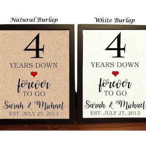 4th Anniversary Gift | 4th Wedding Anniversary Gift | Gift for 4th Anniversary | 4 Years Down Forever to Go | 4 Years of Marriage