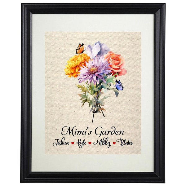 Mimi's Garden Grandchildren Personalized Birth Month Flowers Print Gift for Mimi Flower Bouquet Gift Mother Day Gift Garden Print Flower Art