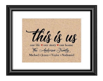 Personalized Mothers Day Gift for Mom | Personalized This is Us Burlap | Wedding Gift | Anniversary Gift | Gift for Wife | Gift for Husband
