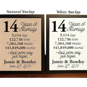 14th Anniversary | 14 Year Anniversary | 14th Anniversary Gift | 14 Years Together | 14th Anniversary gift her | Minutes | Seconds | Hours