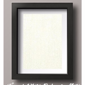 May include: A framed white burlap canvas with a black frame. The text "Framed White Burlap & Mat" is below the frame.