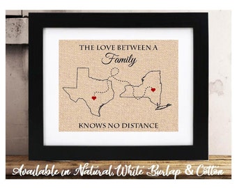 Love Between Family Know no Distance | Mothers Day Gift for Mom from Daughter | Gift for Mom & Dad | Long Distance Family Map | Two State