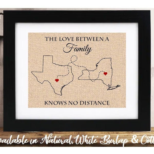 Love Between Family Know no Distance | Mothers Day Gift for Mom from Daughter | Gift for Mom & Dad | Long Distance Family Map | Two State