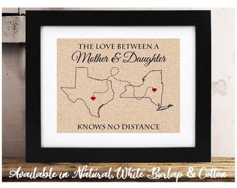 Mothers Day Gift for Mom from Daughter Love Between Mother and Daughter Knows No Distance Gifts For Mom Long Distance Family Map two States