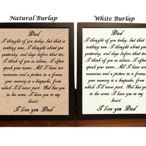 I thought of you today Memorial Burlap Print, Dad, Mom, Grandmother, Grandfather, Military, Memory Print, Missing You, Memory Burlap Print