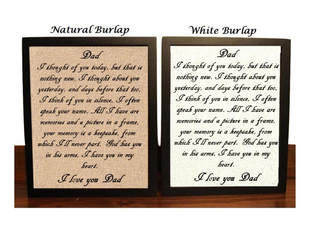 I Thought Of You Today Memorial Burlap Print Dad Mom