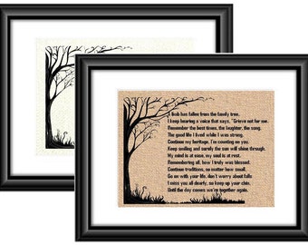 Memorial Quote Burlap Print, Mom, Dad, Son, Daughter, Grandma, Grandpa Memory Print, Missing You, Memory Burlap, Grieve, Family Tree