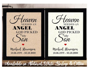 Sympathy Gifts for Son | Son Memorial | Personalized Loss of Son Sign | Son Passed Away | Son Condolence | Funeral Print