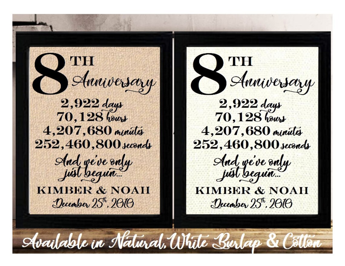Personalized 8th Anniversary 8 years together 8 years of Etsy