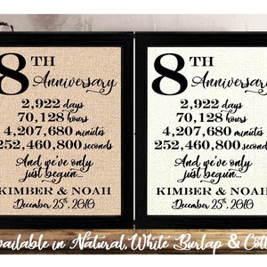 Personalized 8th Anniversary, 8 years together, 8 years of marriage, 8th wedding anniversary for her, 8th Anniversary Gifts for couple