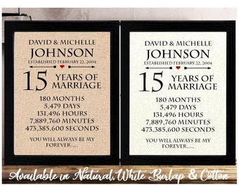 15 years of Marriage | 15th Anniversary Wedding Gift for Wife | Wedding Anniversary Gift Husband | Personalized Anniversary Gift Mom & Dad