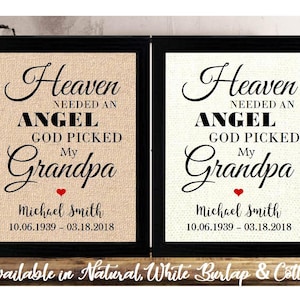 Sympathy Gifts for Grandpa | Grandpa Memorial | Personalized Loss of Grandpa Sign | Grandpa Passed Away | Grandpa Condolence | Funeral Print