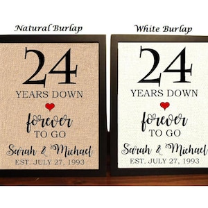 24th Anniversary Gift | 24th Wedding Anniversary Gift | Gift for 24th Anniversary | 24 Years Down Forever to Go | 24 Years of Marriage