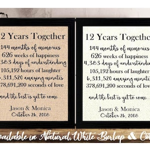 12 year Anniversary Gift for wife husband  | 12 years together gift for girlfriend boyfriend | 12th anniversary gift him her | wedding gift