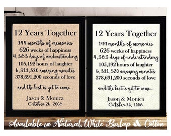 12 year Anniversary Gift for wife husband  | 12 years together gift for girlfriend boyfriend | 12th anniversary gift him her | wedding gift