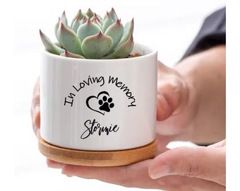 Pet Memorial Planter Loss of Pet Gift Dog Memorial Personalized Succulent Flower Pot Rainbow Bridge Succulent Gift In Loving Memory