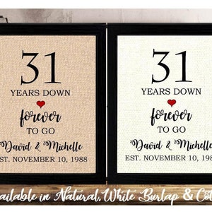 31st Anniversary Gift | 31st Wedding Anniversary Gift | Gift for 31st Anniversary | 31 Years Down Forever to Go | 31 Years of Marriage