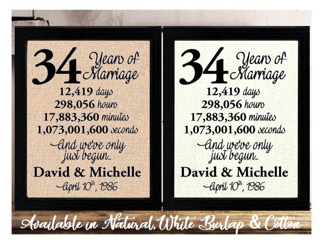 34th Wedding Anniversary Traditional Gift 34th Wedding Anniversary | 34 Year Wedding Anniversary | 34th Wedding