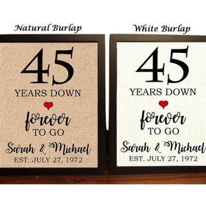45th Anniversary Gift | 45th Wedding Anniversary Gift | Gift for 45th Anniversary | 45 Years Down Forever to Go | 45 Years of Marriage