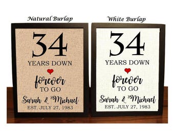 34th Anniversary Gift | 34th Wedding Anniversary Gift | Gift for 34th Anniversary | 34 Years Down Forever to Go | 34 Years of Marriage
