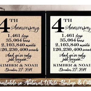 Personalized 4th Anniversary, 4 years together, 4 years of marriage, 4th wedding anniversary for her, 4th Anniversary Gifts for couple