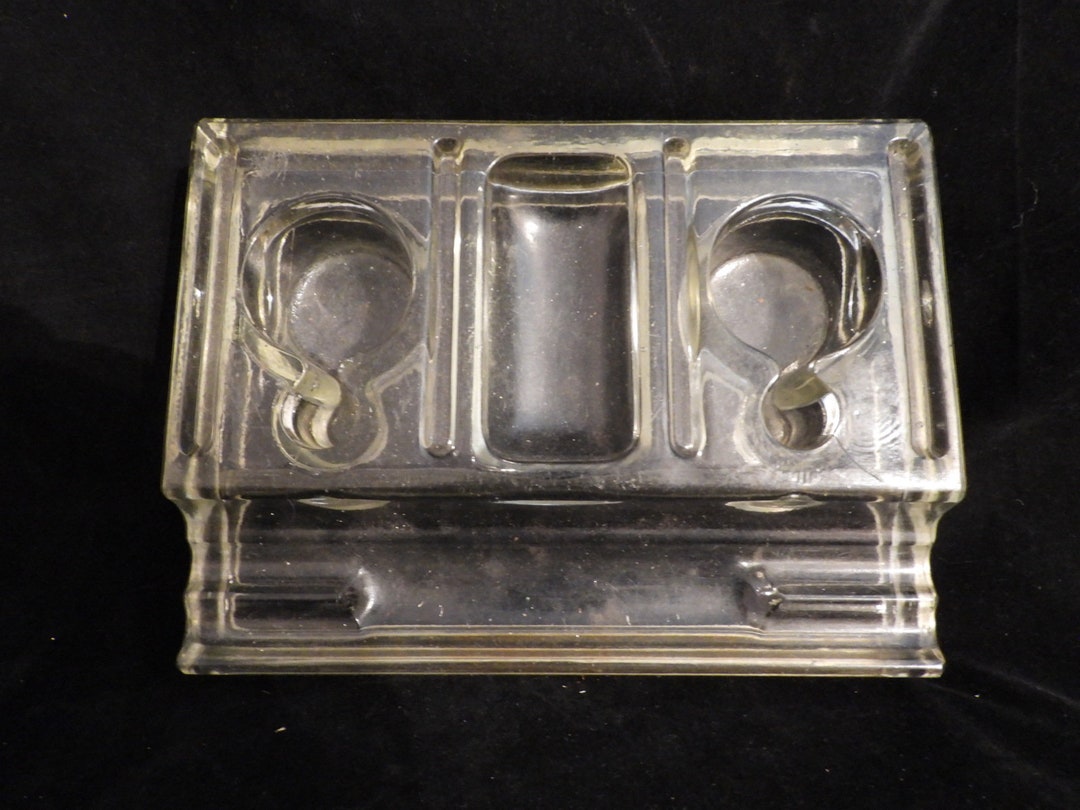 Antique Glass Ink Blotter & Pen Well Etsy
